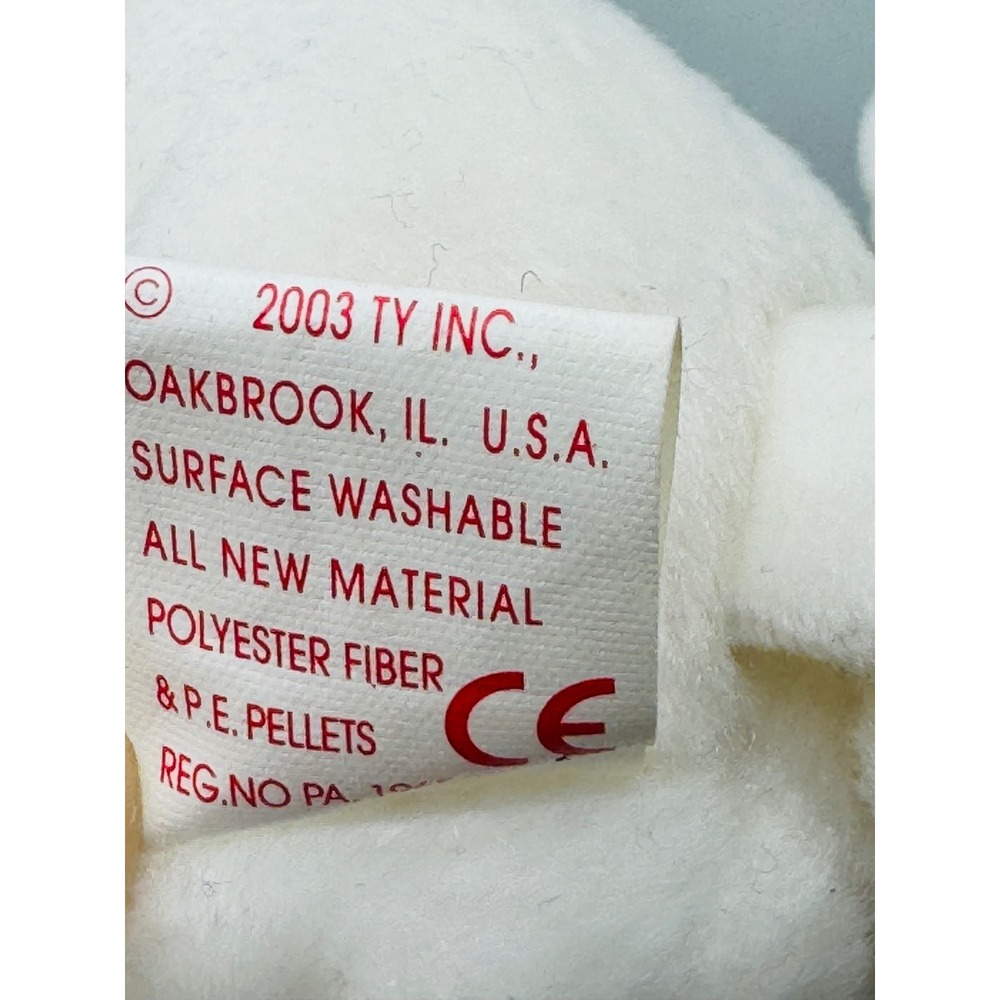 Ty Basket Beanies‎ Lullaby Lamb Plush Easter White Pink Ribbon 2003 Set of 2 - Picture 7 of 8